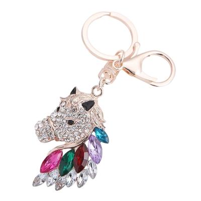 Elegant Crystals Drop Oil Rhinestones Horse Metal Keyhain For Fashion Accessory Secure Closure Portable Designs