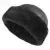 1 Pcs Thick Outdoor Warm Winter Hat Men Black Fur Leather Russian Male Windproof Snow Ski Cap Fleece Lined