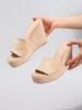 Damen-Keilabsatzsandalen aus geflochtenem Strohseil - Einzelner Riemen, Sommer-Plateau-High Heels, Europäischer & Amerikanischer Stil
