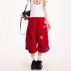 Star Embroidered White Pants Women's Summer New Design Sense Multi-pocket Pleated Loose Casual Tooling Shorts