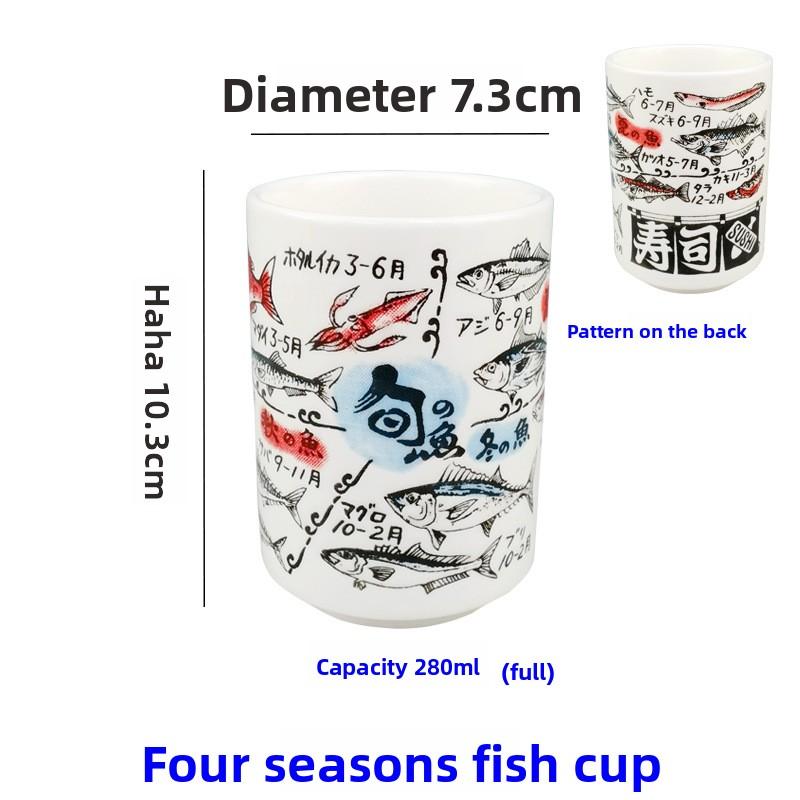 1PC Japanese Impression Ceramic Mugs 280ml Tea Wine Sushi Sake Cup Funny Family Restaurant Decoration Travel Gift for Friends