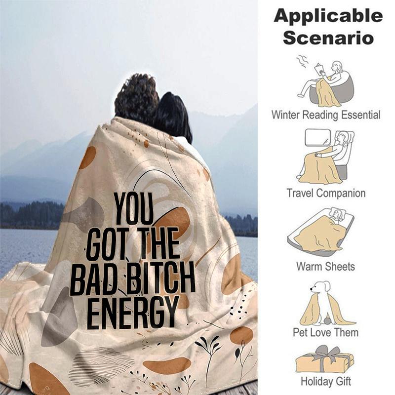 1pc Bad Bitch Energy Blanket Seasonal Universal Home Decorative Throw Blanket, Living Room, Travel .G014