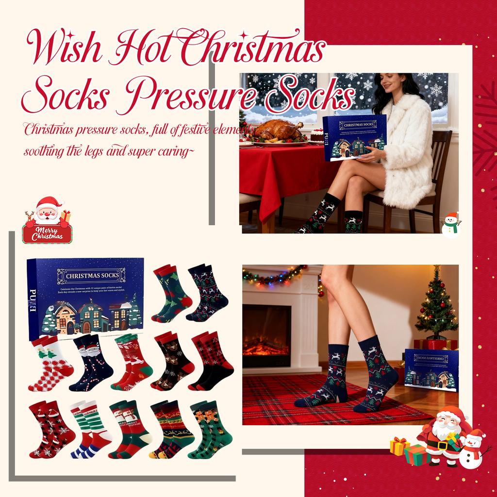 3D 24 Pairs Christmas Socks Advent Calendar Christmas Socks Gift For Xmas Party Gifts (Random Pattern)