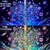 Ameyahud Blacklight Tree of Life Tapestry UV Reactive Neon Tree Tapestry Galaxy Space Tapestries Flower Floral Aesthetic Tapestries Fantasy Forest