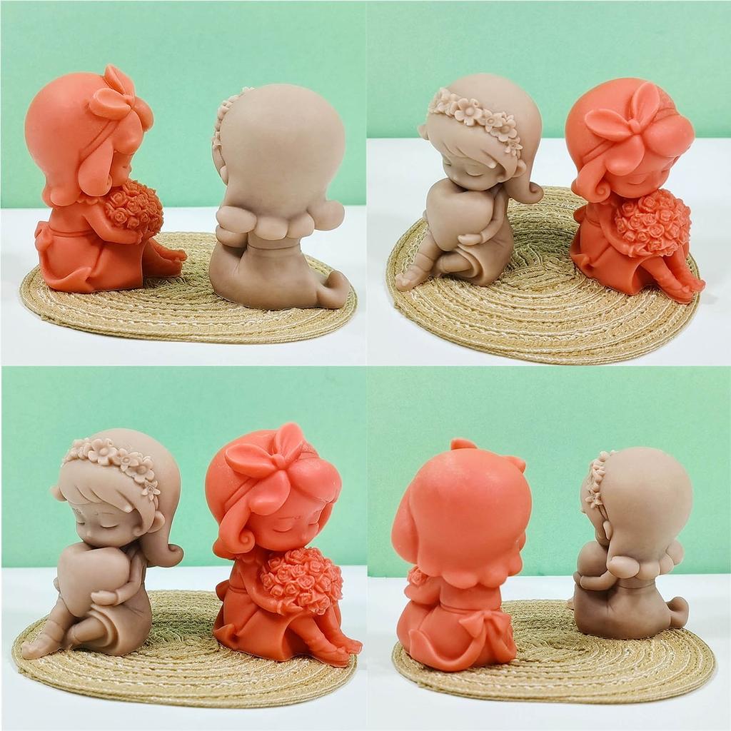 Girls Silicone Mold Lovely Little Girl Candle Mould Handmade Scented Candle Making Mold Soap Mould DIY Candy Decoration
