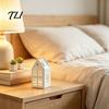Desktop Artistic Ornament Ceramic House Shape Candle Holder, White Hollow Tea Light Holder Indoor Tabletop Holiday Decor Ornament, Miniature Figurine