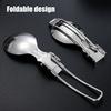 Stainless Steel Folding Spoon Fork Cutter Straw Brush Outdoor Camping Picnic Hiking Collapsible Cutlery Flatware Utensils