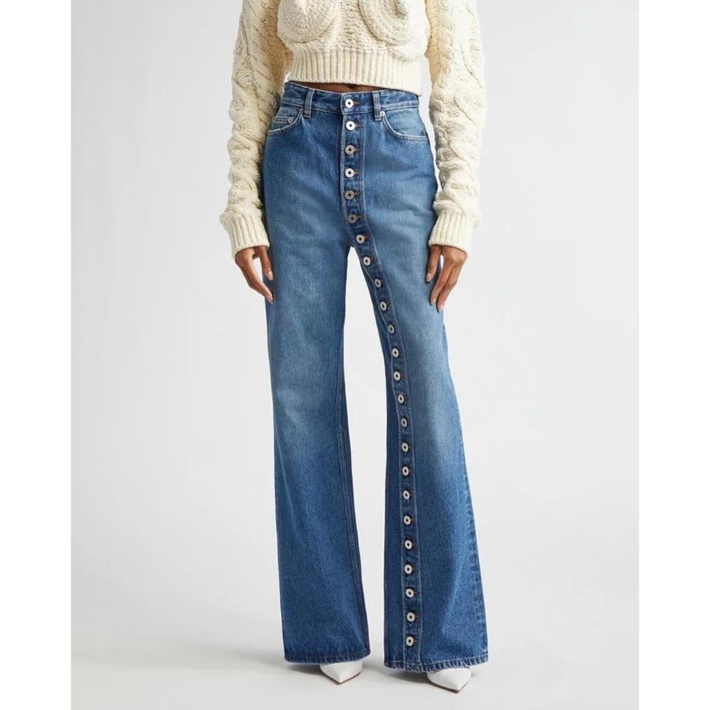 VIONA Jeans Women Wide Leg Pants Vintage Trousers High Waist Multiple Buttons Distressed Washed Female Streetwear Denims Floor Length