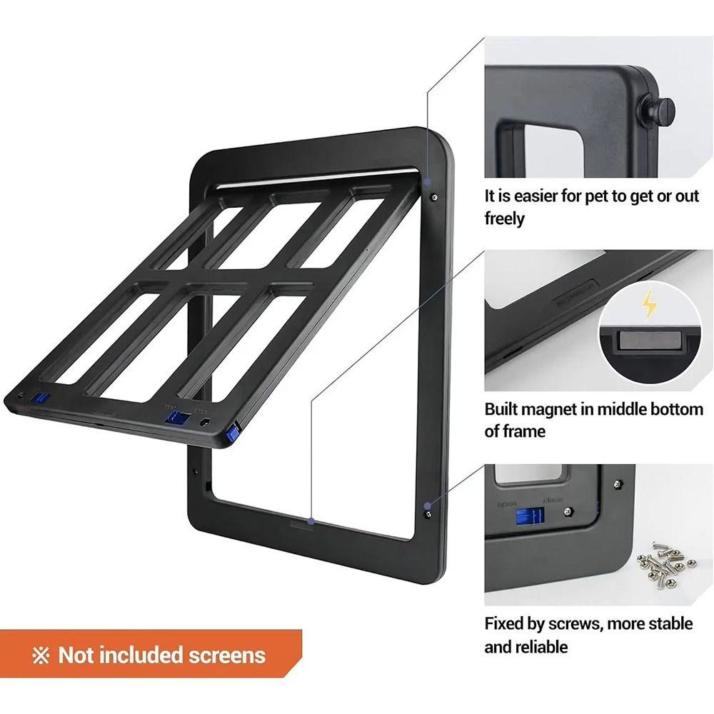 2 Way Locking Dog Flap Door Free Entry Lattice Cat Door Hole Convenient Cats Window Gate  Patio