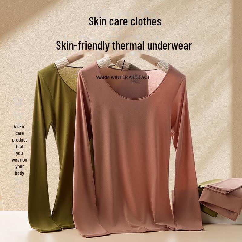 High-Elasticity Moisturizing Tummy-Control Ultra-Thin Warm Autumn/Winter Women's Underwear Top