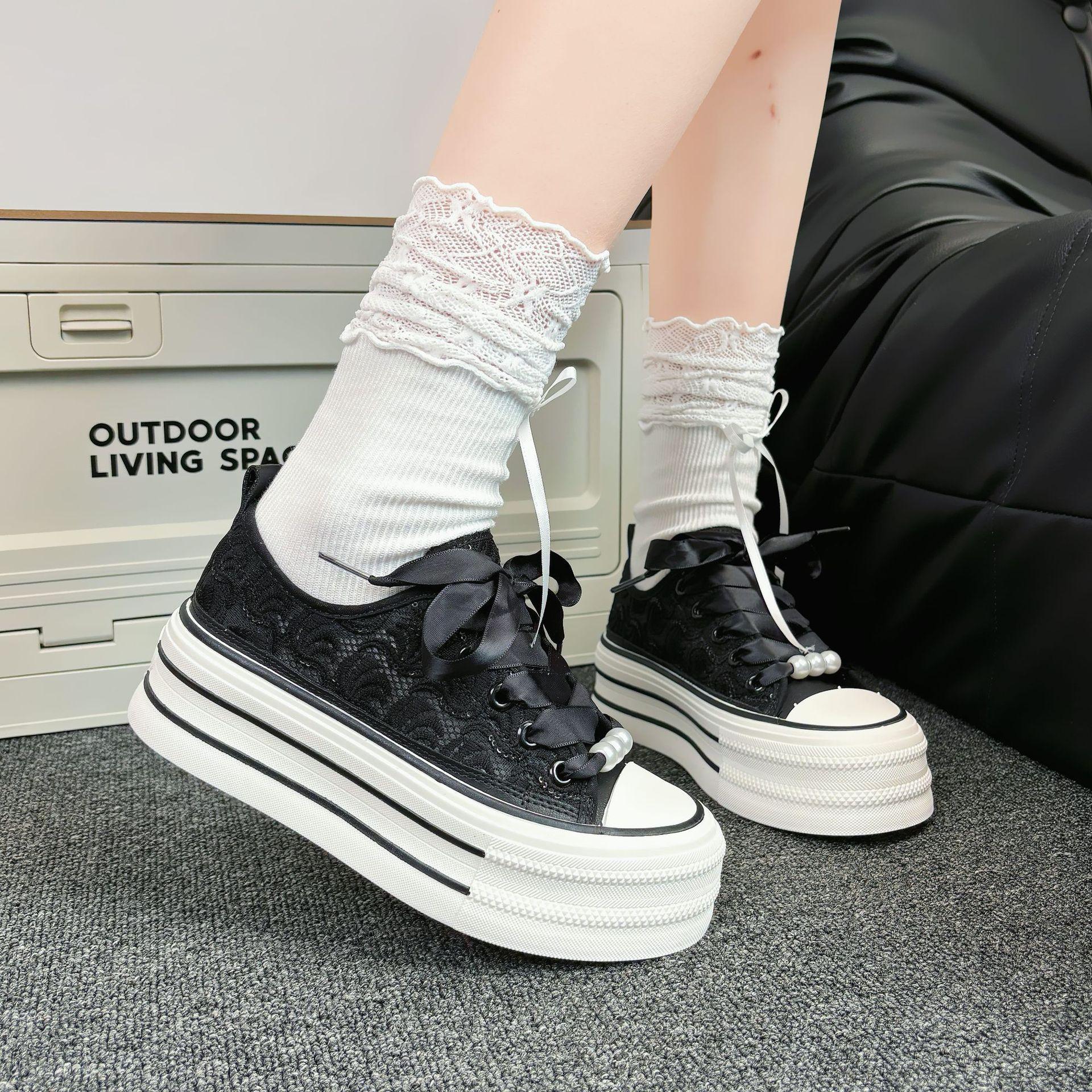 

2024 spring new popular muffin women s shoes casual board shoes versatile trendy single shoes Korean version ins sports shoes 35 чёрный