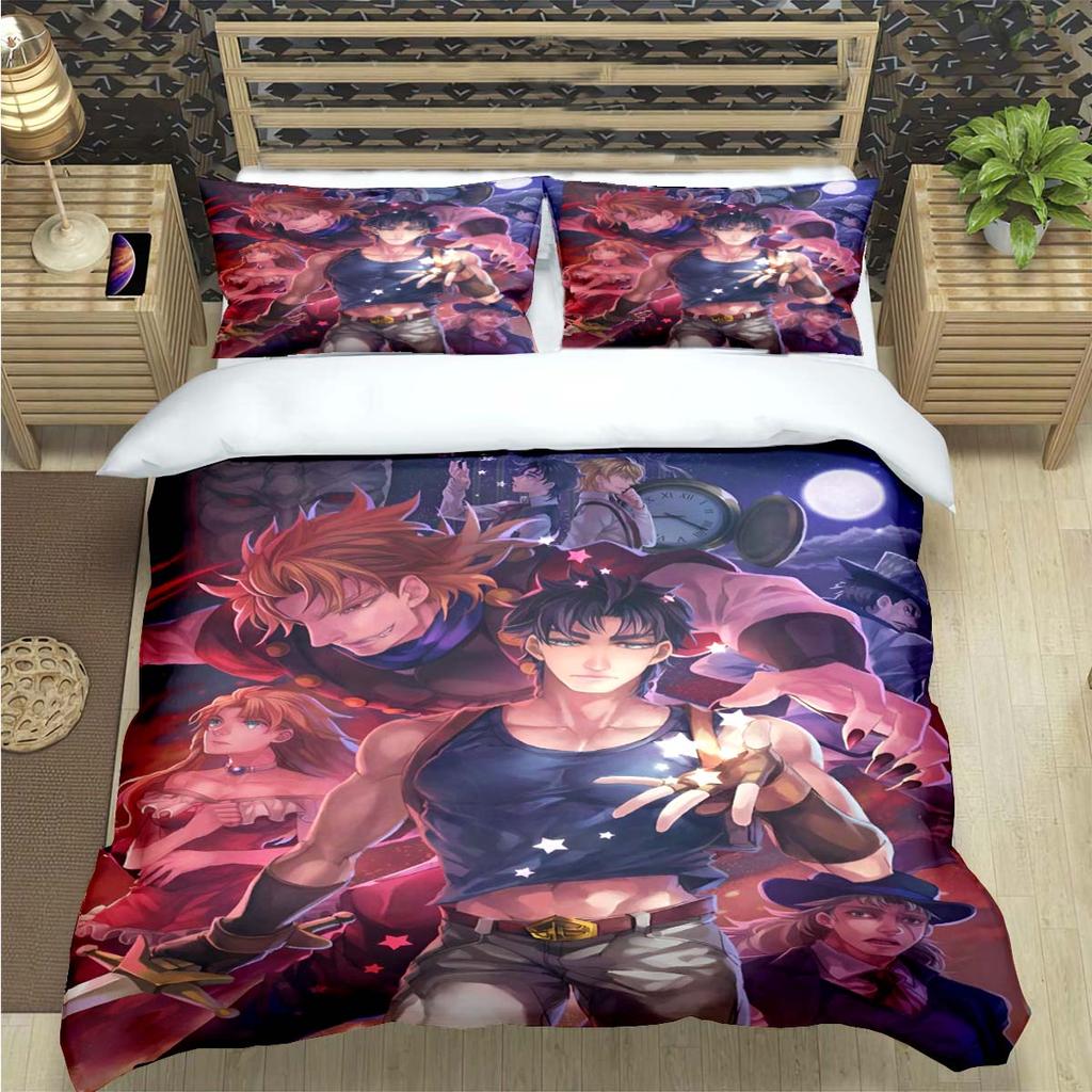 Beliebte Cartoon J-Jojo’S Bizarre Adventureprint Bettwäschesets Bettzubehörset Bettdeckenset Teenager Mädchen Einzelbett Einzelbett Kindergeschenk
