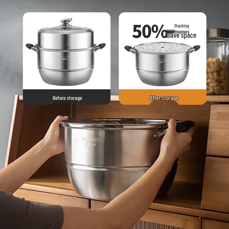 maxcook 304 Stainless Steel 2-Tier Steamer Pot