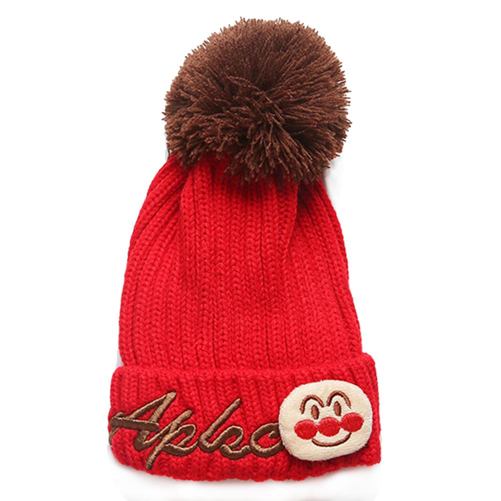 

Children Unisex Winter Warm Embroidery Knit Hat Cute Cartoon Crochet Wool Beanie Cap Christmas Gift Red 48-54cm#1