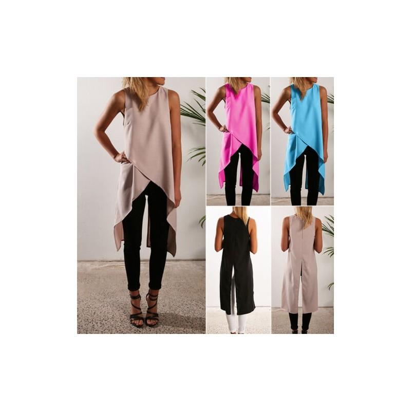 Damen Rmellos Longshirt Sommer Westen Tank Bluse Hemd Shirt Tunika Oberteil Top In Premium Quality For Effortless Versatility And Timeless Style