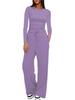 Nivea Women's Casual Long Sleeve Top and Wide Leg Pants Set in Multiple Colors