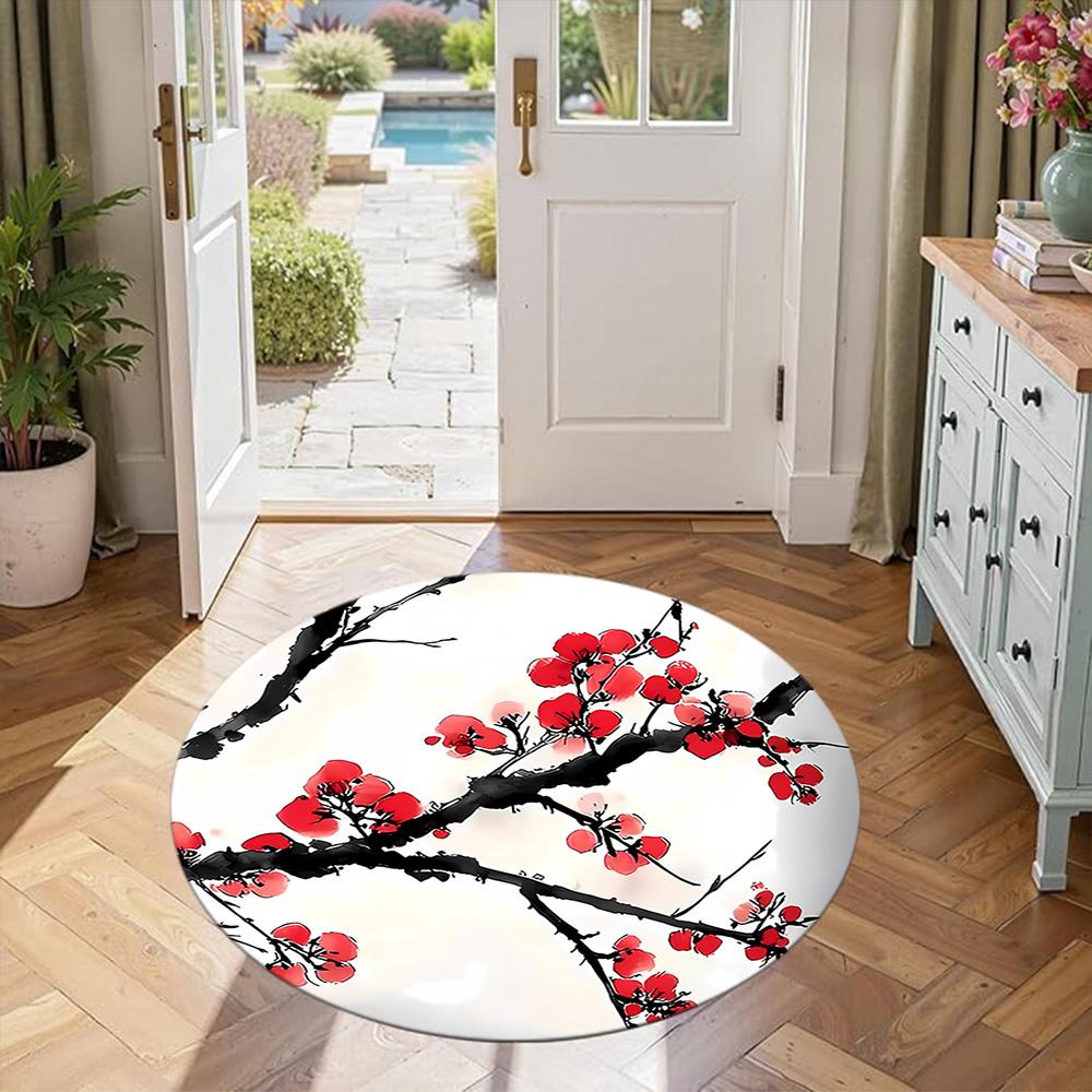Flower Round Carpet Suitable for Living Rooms Balcony Dormitory Study room Antislip Round Carpet Decorate Offices Perfect Gift for Friends Family