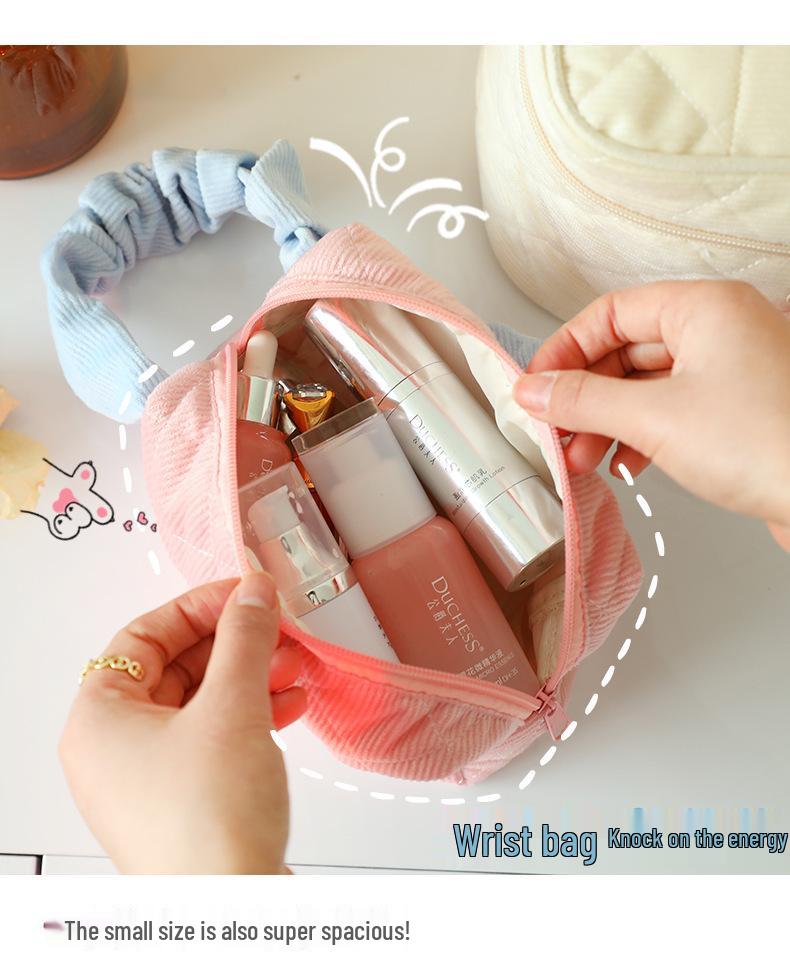 Corduroy Women's Makeup Bag - Large Capacity, Portable & Cute Toiletry Bag