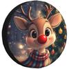 Cute Rudolph Reindeer Spare Tire Cover Polyester Weatherproof Protector Christmas Holiday Decor