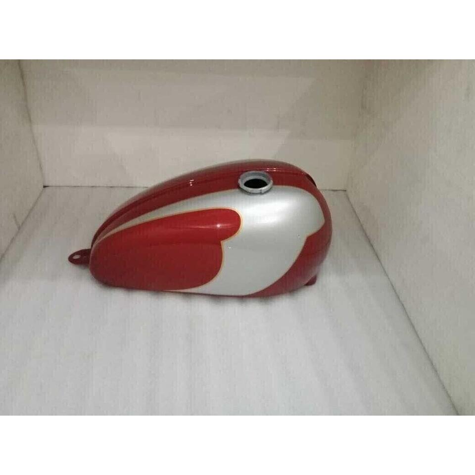 Fit For Triumph T120 Cherry & Silver Painted Aluminium Petrol Fuel Gas Tank +Cap