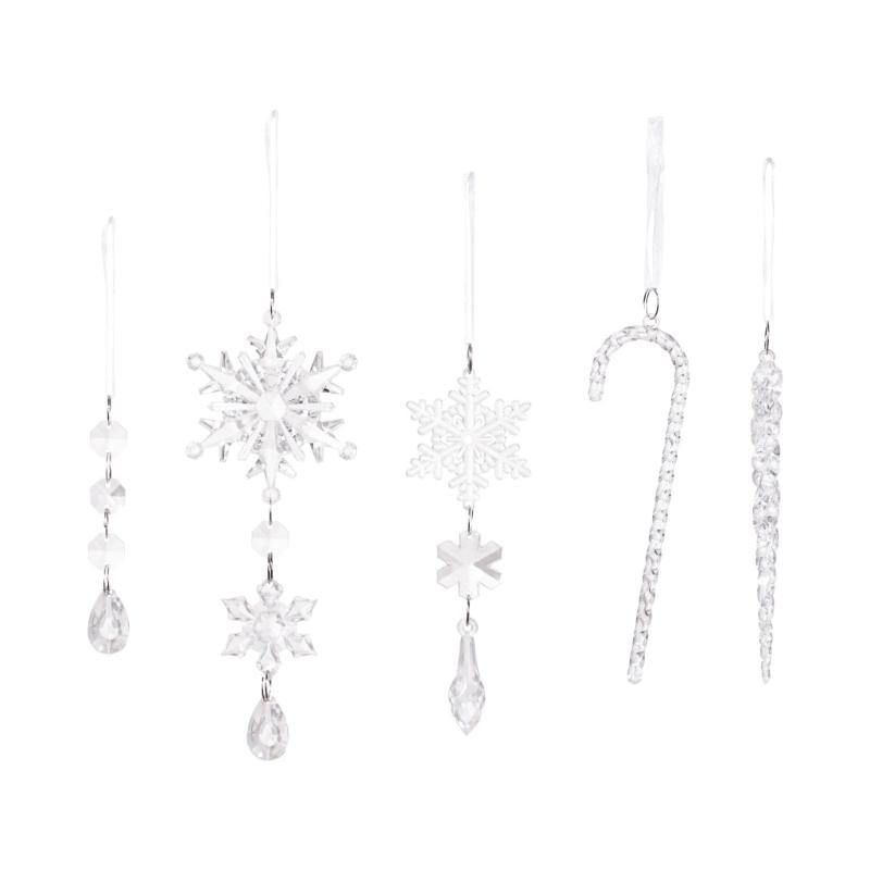 20PCS Clear Shatterproof Icicle Christmas Ornament Durable Portable Hanging Decors For Tree Door Curtain Holiday Decoration