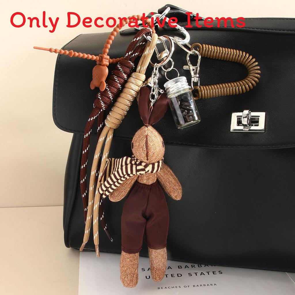 Miu Plush Dog Keychain With Bowknot Hanging Decor For Bag Accessories