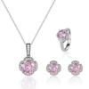 New Seiko Rose Cut Papalacha Zircon Necklace Earrings Color Treasure Ring Three-piece Set