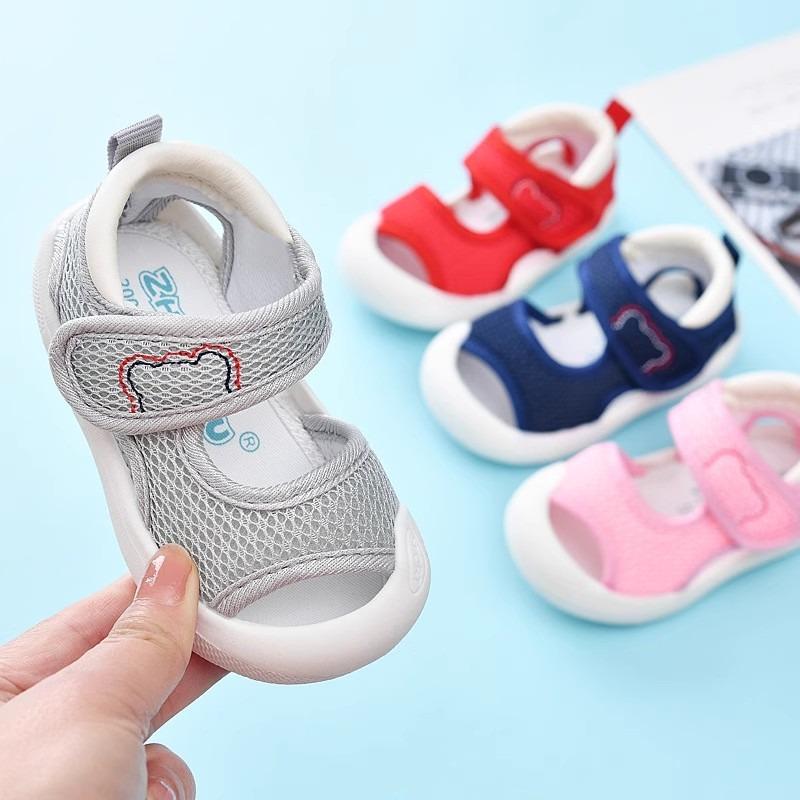 Baby learning-to-walk shoes, boys' and girls', anti-kick breathable wear-resistant toddler sandals, 1–3 years old , Fumeier soft sole anti-slip