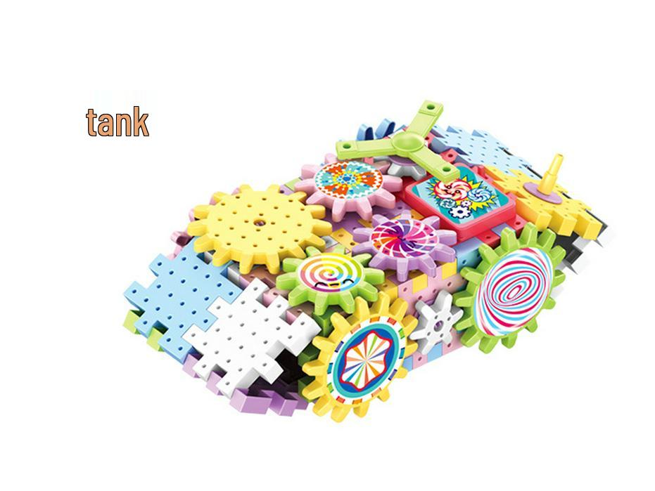 Adjustable Electric Gear Building Blocks Toy Set for Girls and Boys, Educational Puzzle for Ages 3-6