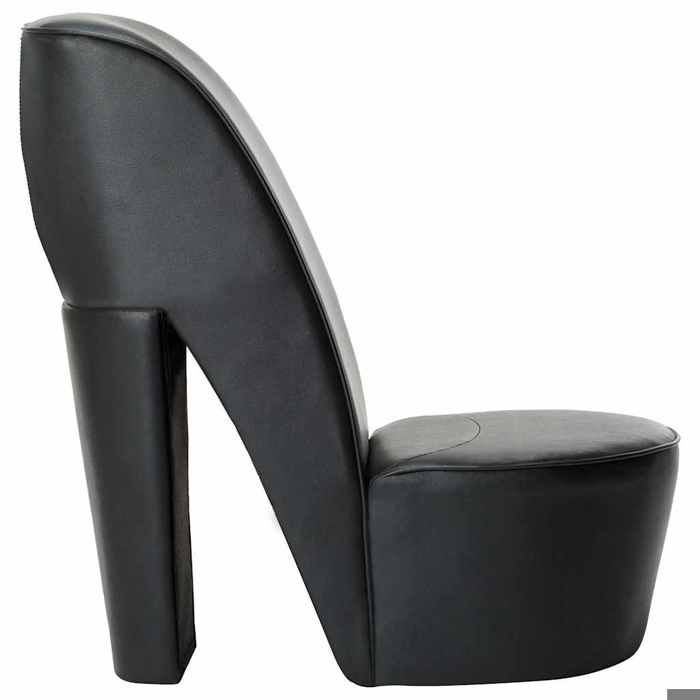 Sedia a forma di scarpa con tacco alto - Casa Esclusiva - Nera - Imbottita ecopelle - 43x82,5x85,5 cm