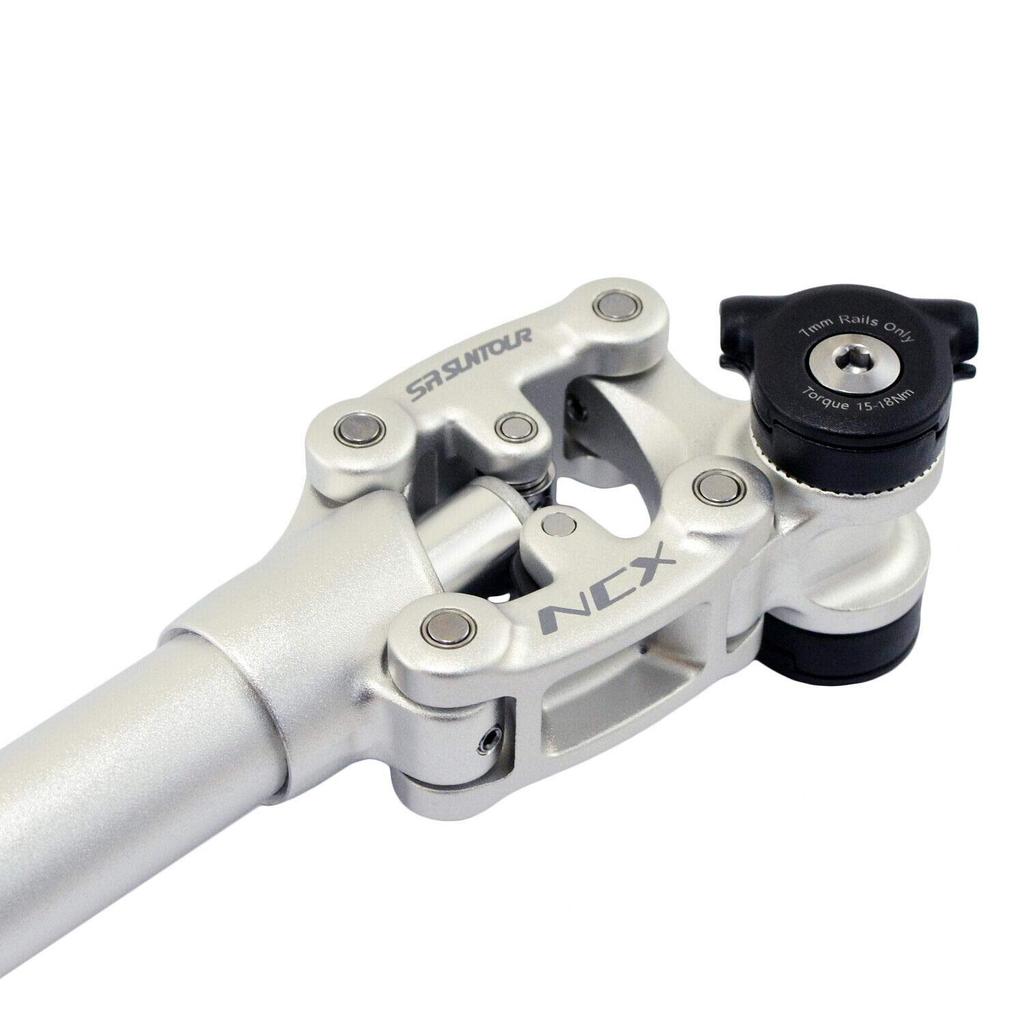 SR SUNTOUR SP12 NCX Suspension Seat Post with Protective Cover VK2297 27.2X400mm, Silver,