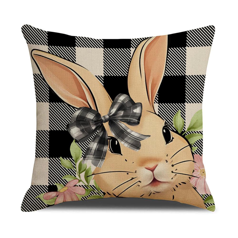 New Easter Cartoon Rabbit Easter Egg Pillowcase Spring Decorative Letter Pillow Sofa Cushion Cover