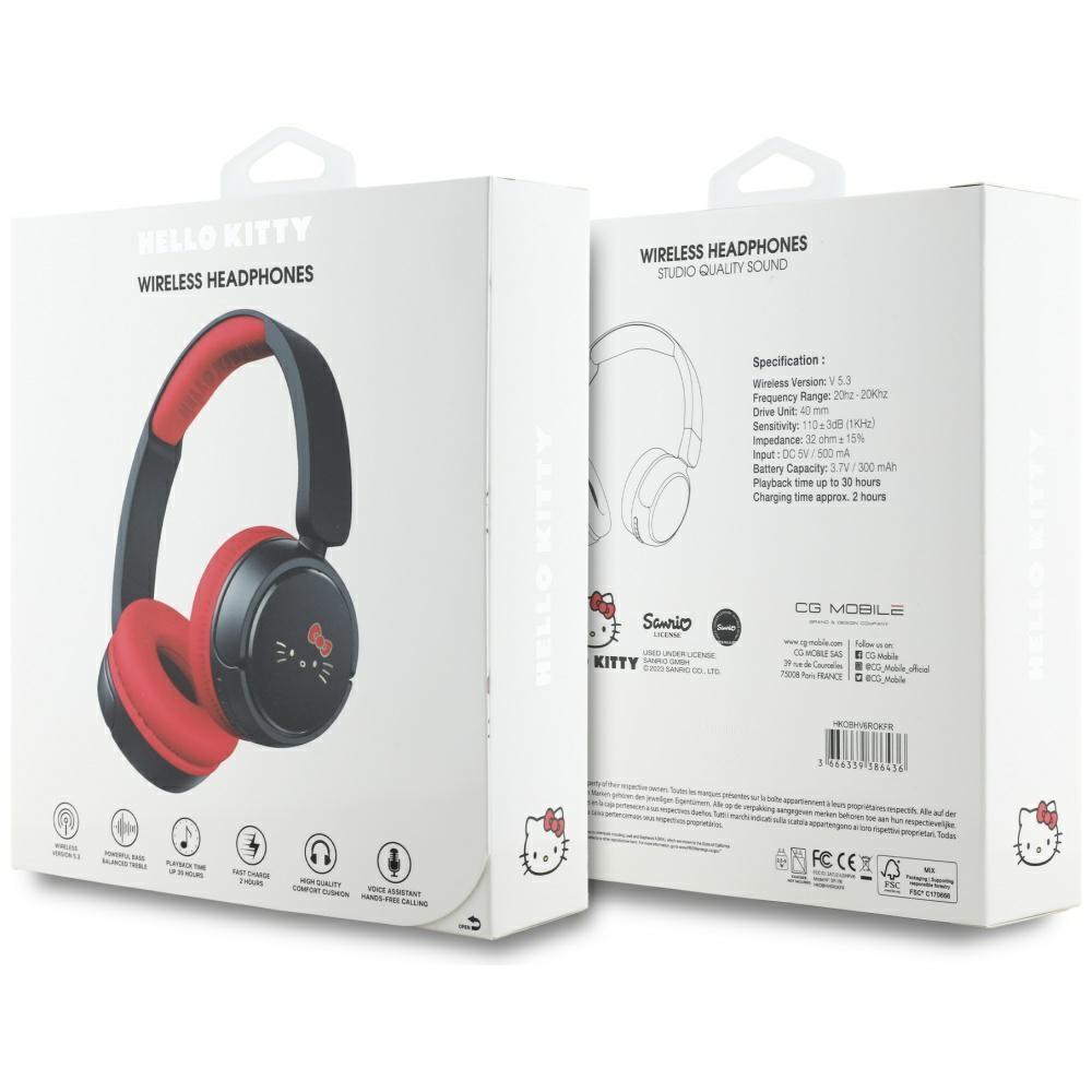 Słuchawki nauszne Bluetooth Hello Kitty Czerwone