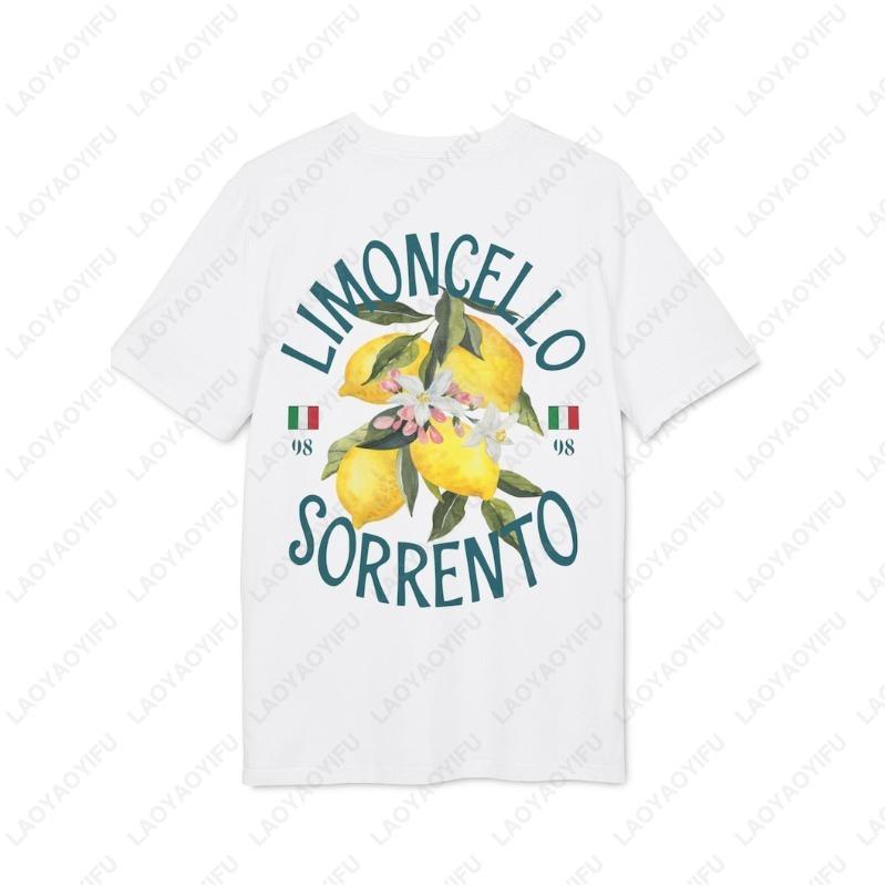 Limoncello T-Shirt Mann Frau Unisex Trendig Minimalistisch Strandurlaub Kleidung Italien Dolce Vita Print Bio-Baumwolle Weißes T-Shirt Tops