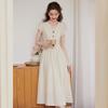 Elegant French V-Neck Tie-Waist Maxi Dress