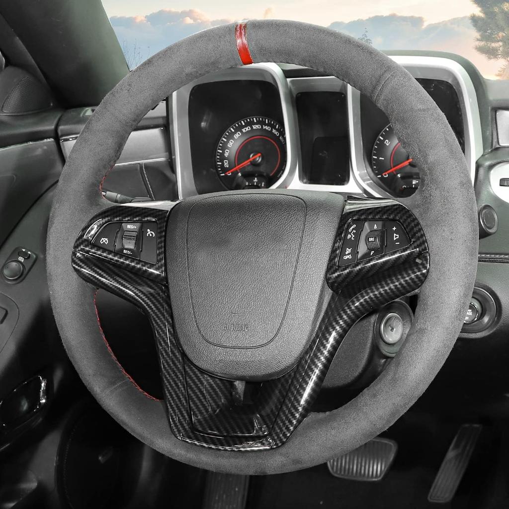 RT-TCZ Lenkrad-Zierblenden-Dekorationsring-Kit Innenraumzubehör für 2012 2013 2014 2015 Chevrolet Camaro, 3 Stück (Kohlefaserstruktur)