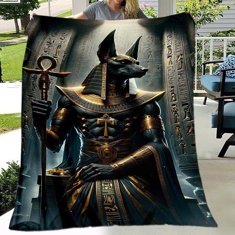 

1PC Ancient Egyptian murals, Vikings, Anubis blanket, all season lightweight home office outdoor nap multifunctional blanket 80cm x 120cm