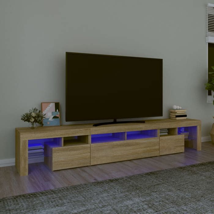 VidaXL Meuble TV avec Lumières LED Centre de Divertissement Rangement Meuble Média Meuble de Salon Salle de Séjour Maison 3152788