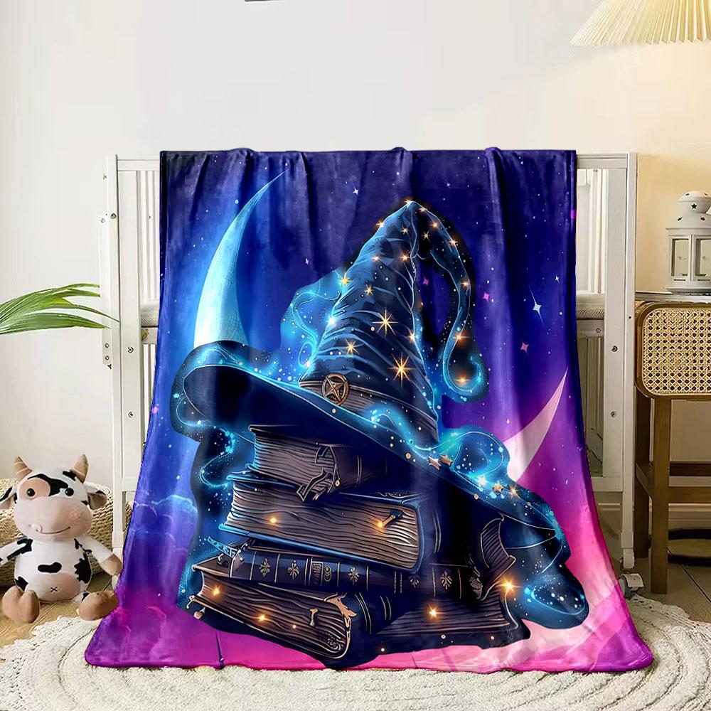 "Magical Night with Wizard Hat" print blanket soft and cozy perfect for the living room bed sofa or a nap,gift