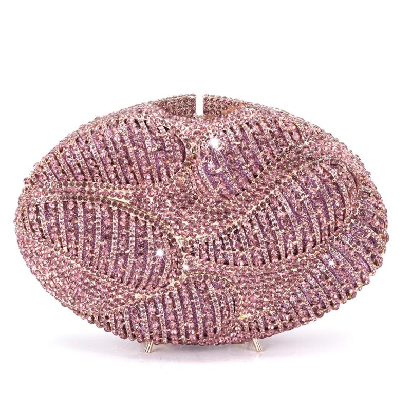 Sac de Soirée Pochette Dames Diamant Cristal Sacs de Mariage Pochette Métal Argent/Or Forme Ovale Sacs de Luxe Designer Strass AB