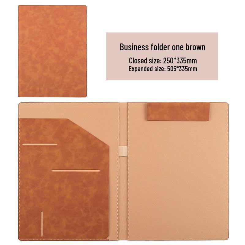 A4 Leather Business Magnetic Clip Multifunction Folder with Printable Logo коричневый