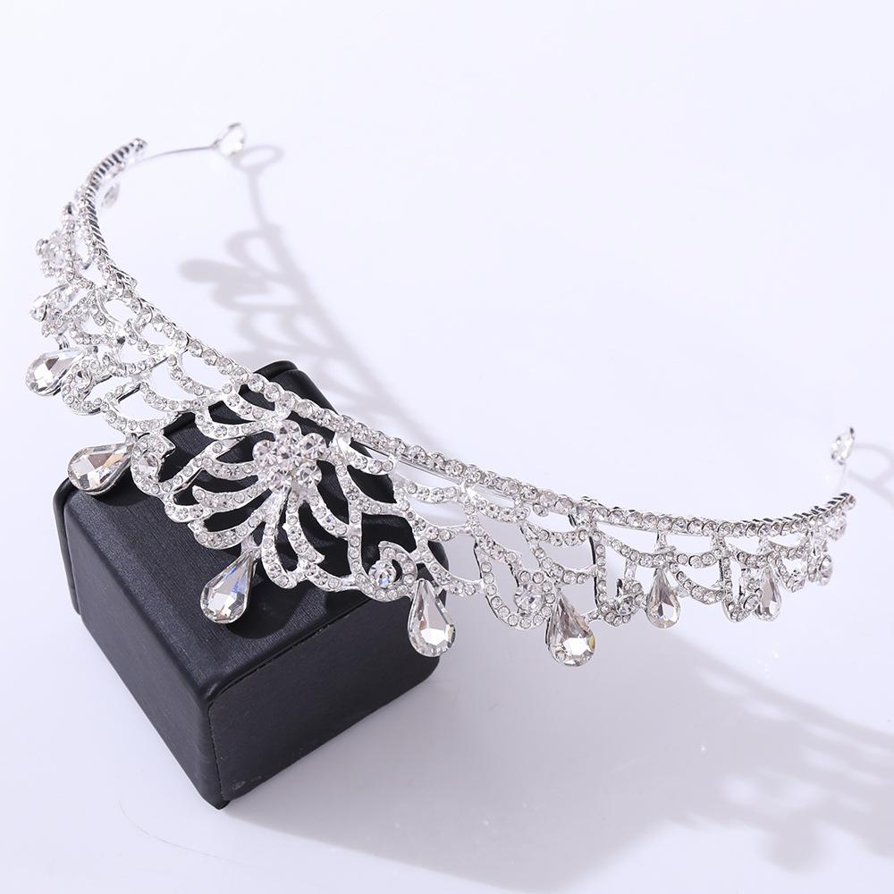 Zuangang's New Wedding and Birthday Headband, Baroque Leaf Alloy Inlaid with Rhinestones, Bridal Small Crown