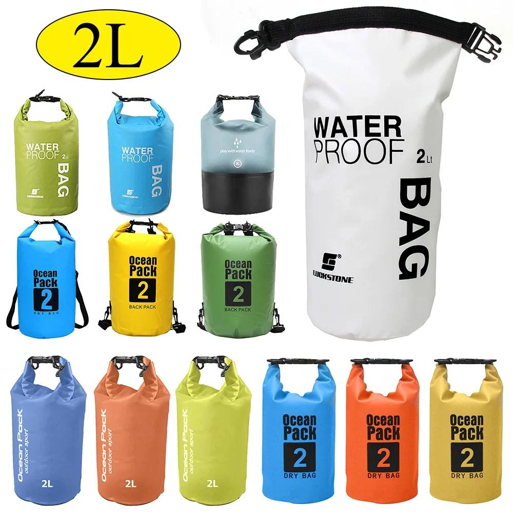 Borsa Impermeabile 2/3/5/10L Sacca Secca in PVC per Nautica Pesca Rafting Nuoto Galleggiamento Deriva Borsa Acqua Borsa Custodia da Campeggio
