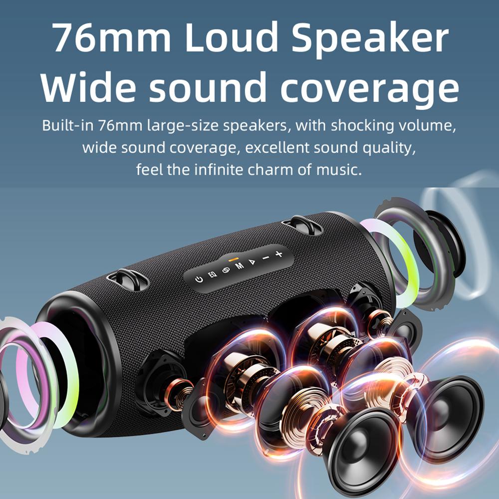 ZEALOT S87 BT Speaker Wireless Stereo Speaker with 80W Booming Sound LED Lights Waterproof Portable Speaker for