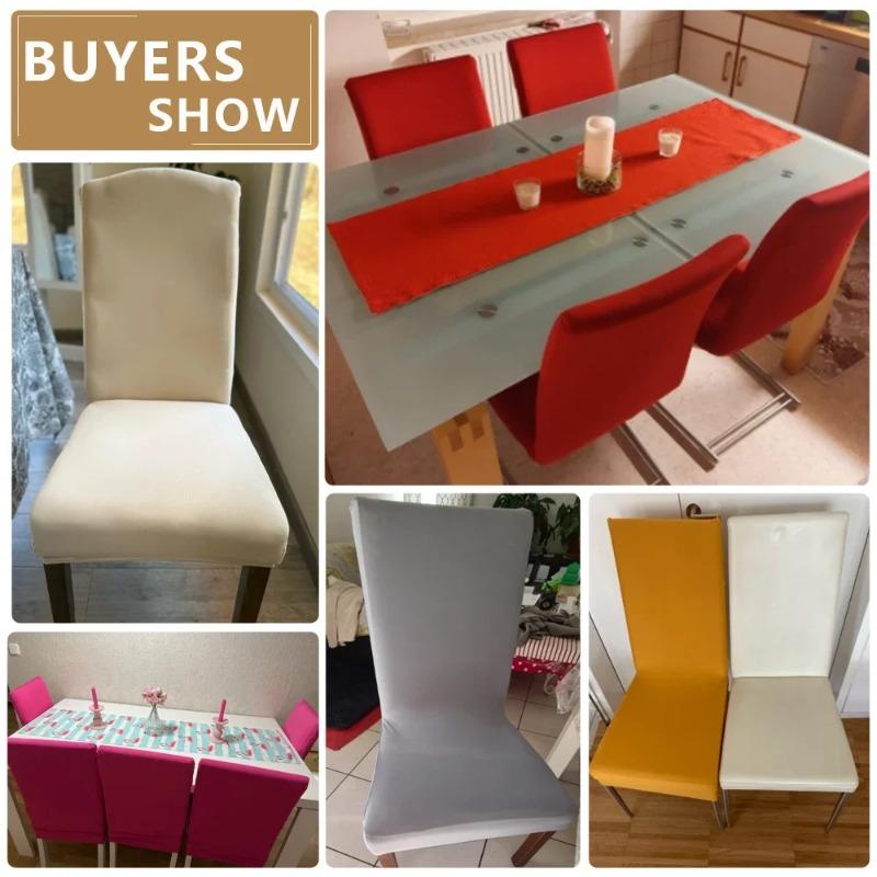 Elastic Chair Cover Dining Room Spandex Chair Seat Covers 24 Colors for Choice Universal Size for Kitchen Wedding Banquet 1PC