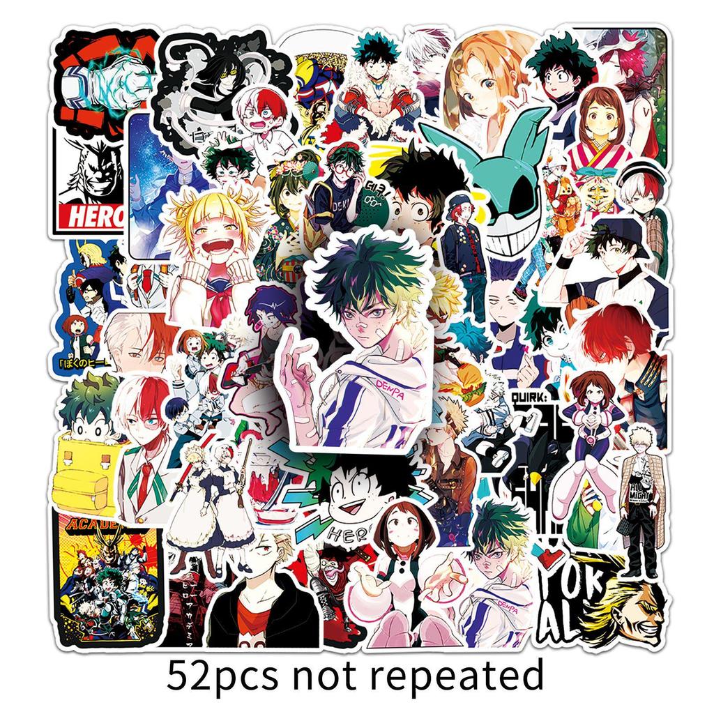 52 My Hero Academia Cartoon Stickers: Waterproof Decor for Suitcases, Laptops, Cars