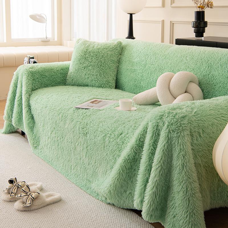 Plush Sofa Towel Full Cover Cream Windproof Cat Claw White Sofa Blanket High-end Thickened Anti-slip Sofa Cover