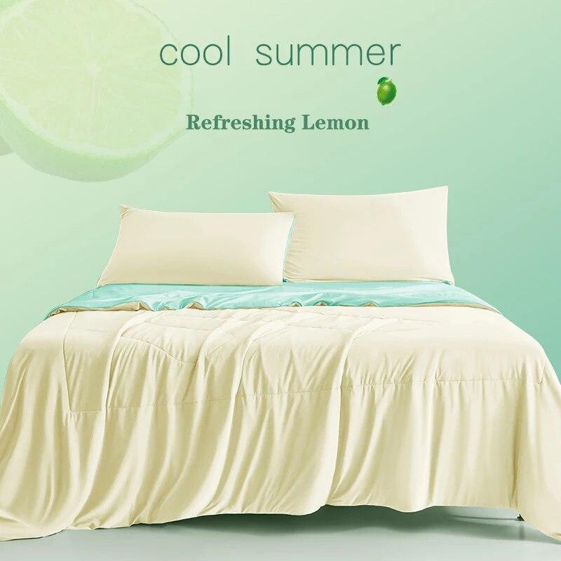 Cool Fabric Breathable Summer Queen Quilt Children Adult Ice Silk Quilt Cotton Quilt Core Fruit Color Blanket Comforter Colcha