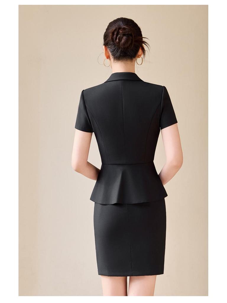 Women's Double-Breasted Short Sleeve Blazer - Summer Business Fashion