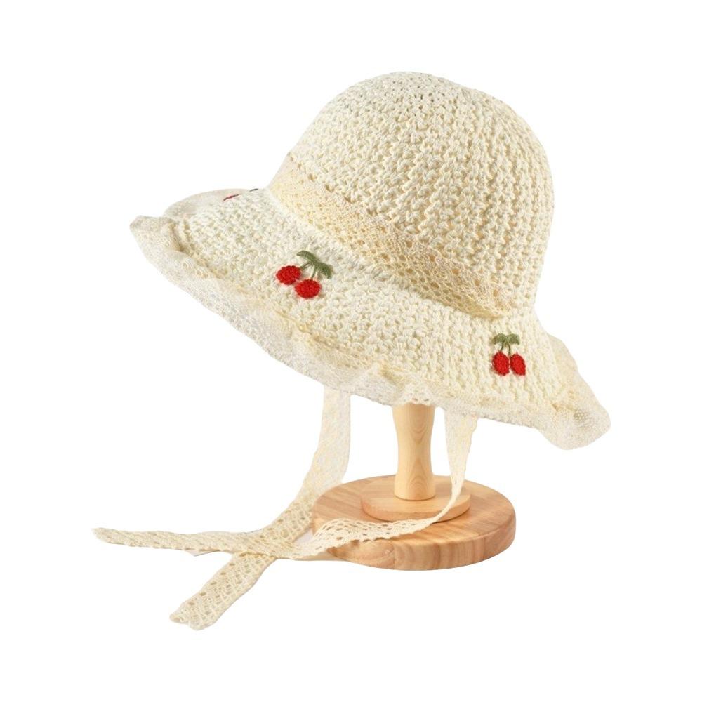 

Solid Color Women Sun Hat Lace Woven Bucket Hat Retro Straw Fisherman Hat Holiday белый